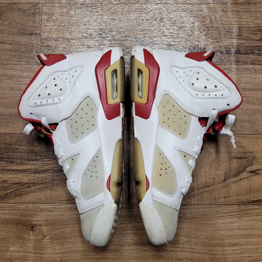 Nike Boys Air Jordan 6 Retro 384665-113 Red White Sz 6.5 / Sz 8 women - Picture 5 of 10